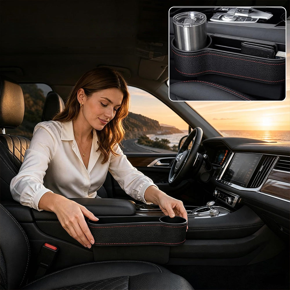 2 Pack Car Seat Gap Filler Organizer with Cup Holder | AXLYMARK™